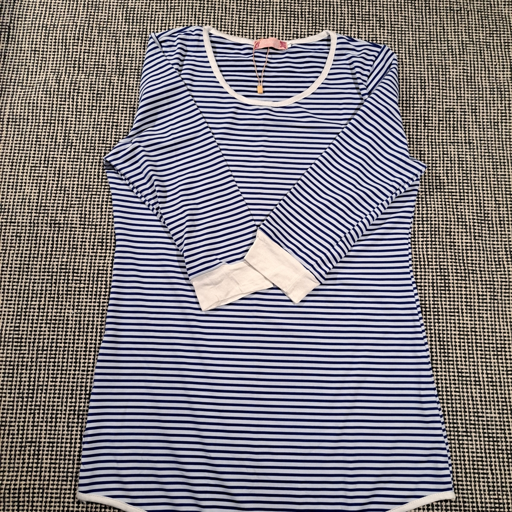 Striped 3/4 Sleeve Shirt One Size